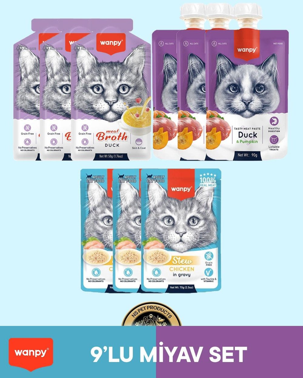 Wanpy Kedi Maması 9'lu Miyav Set