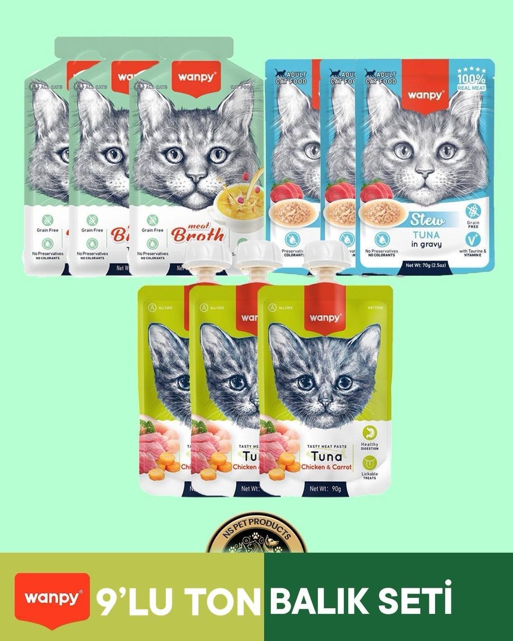 Wanpy Kedi Maması 9'lu Ton Balık Set