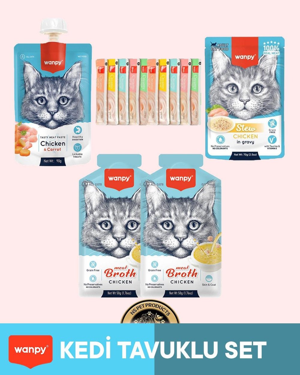 Wanpy Kedi Maması Kedi Tavuklu Set