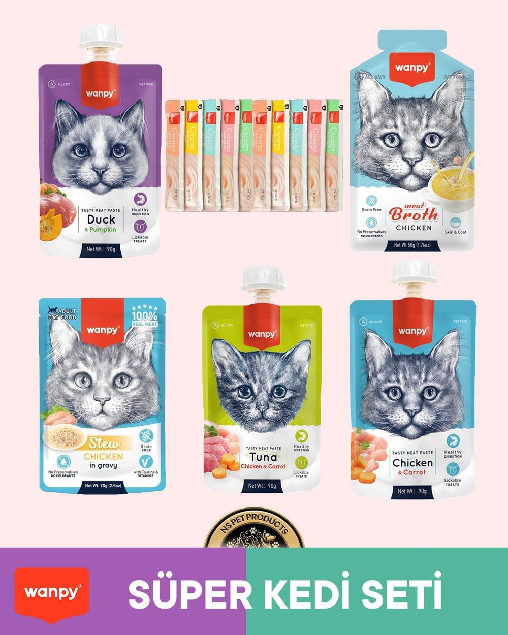 Wanpy Kedi Maması Süper Kedi Set - 1