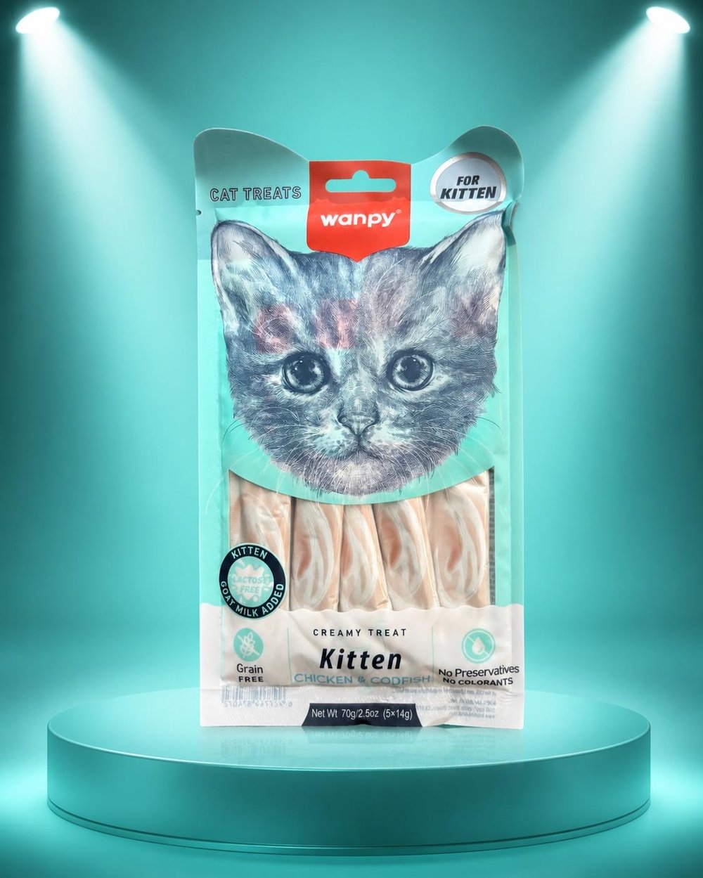 Wanpy Kedi Ödül Maması Kitten Kremalı Tavuklu & Morina Balıklı 70g Yavru Kediler İçin Tahılsız Kedi Kreması