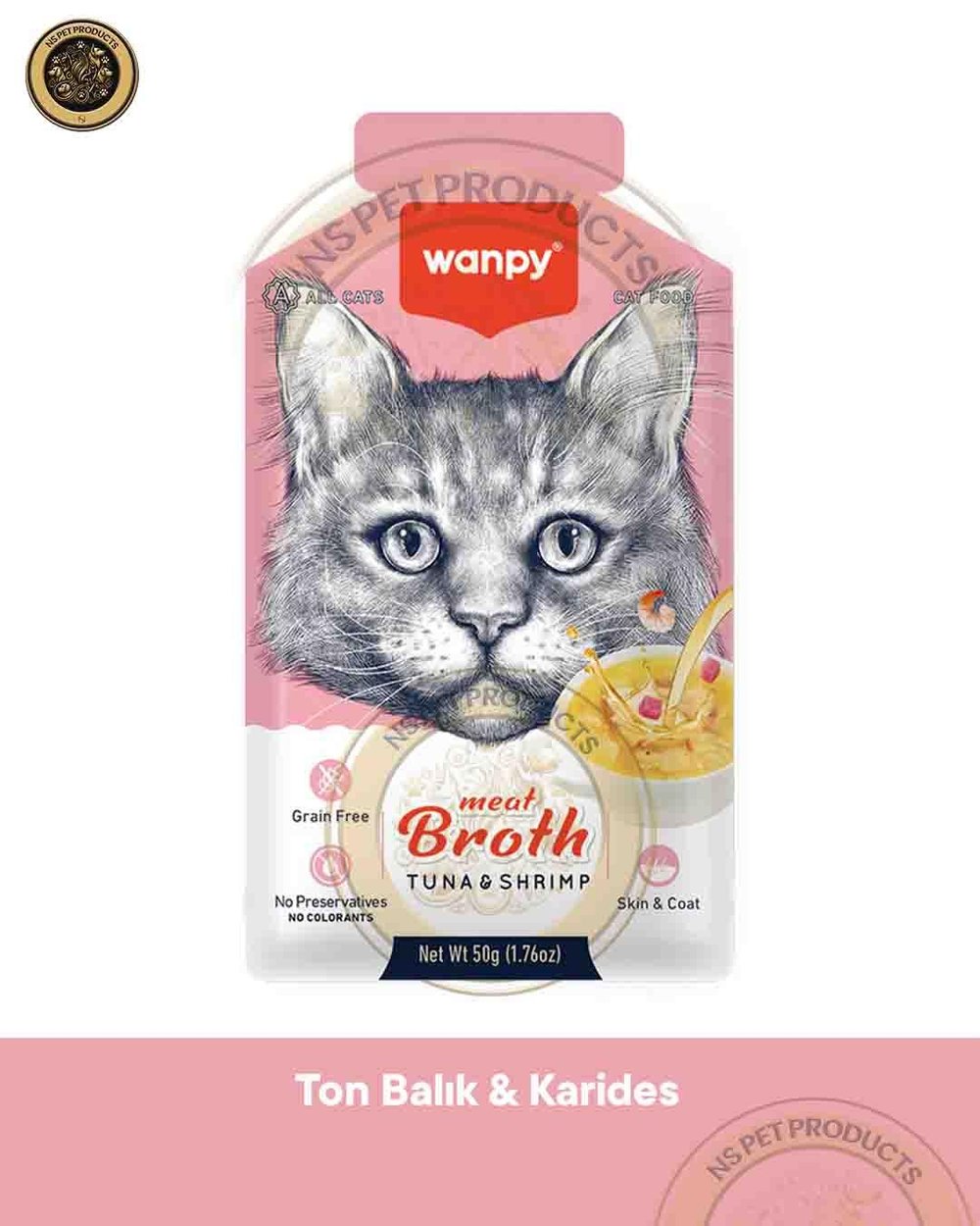 Wanpy Kediler için Karidesli Ton Balığı Eti Çorbası 50g 