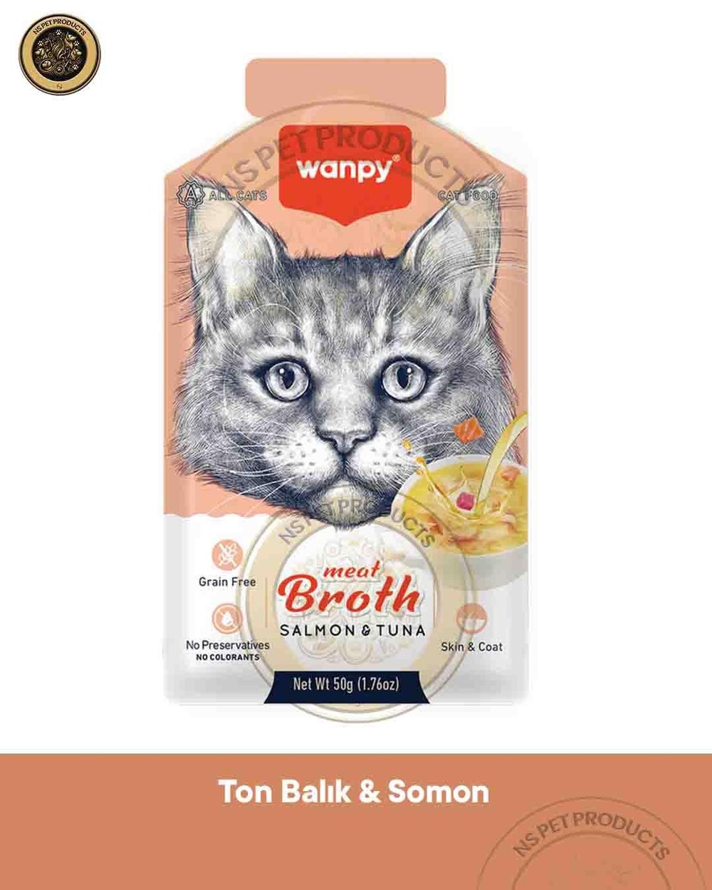 Wanpy Kediler için Somon & Ton Balığı Eti Çorbası 50g