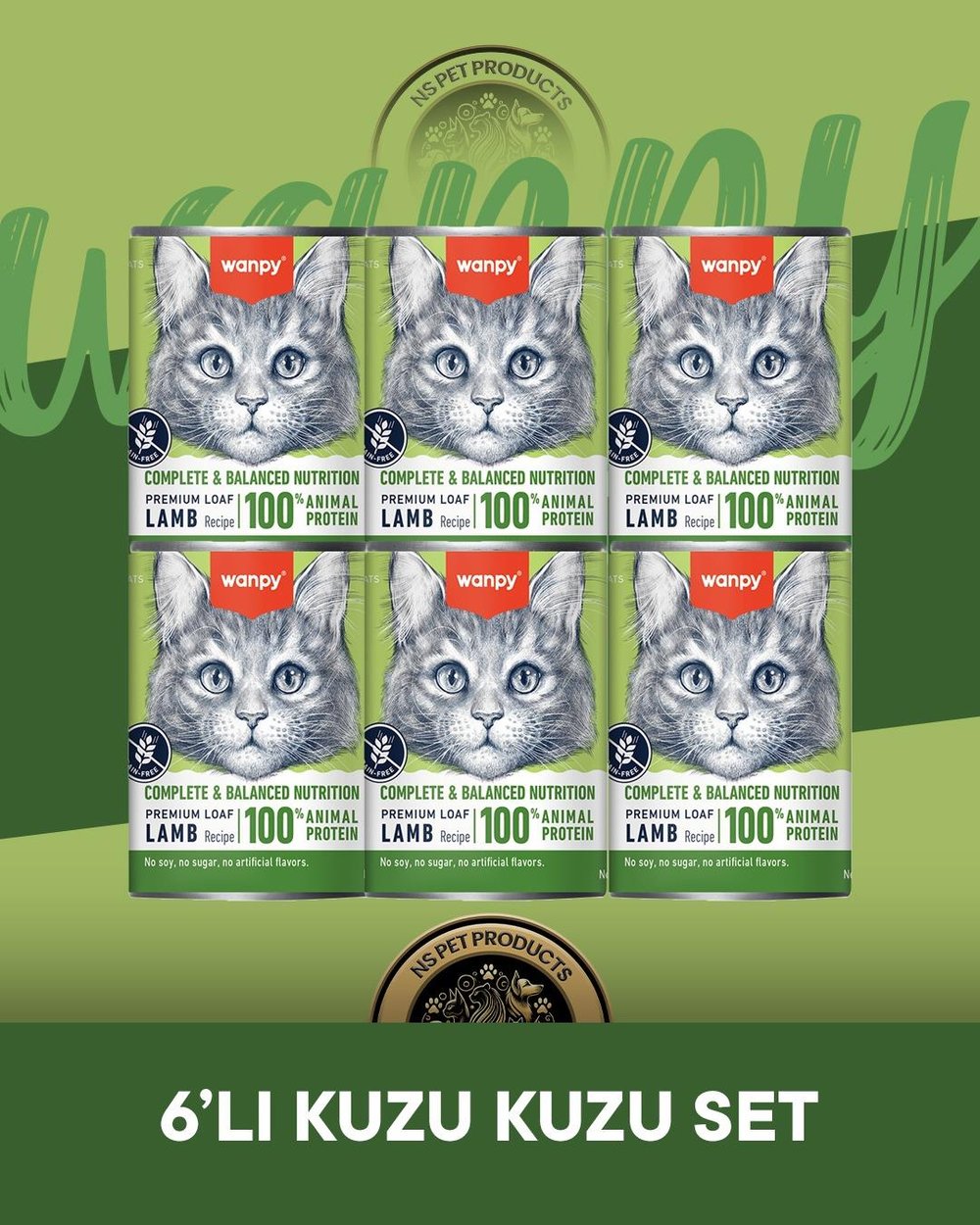 Wanpy Kuzu Etli Ezme Kedi Konservesi 6x375 gr