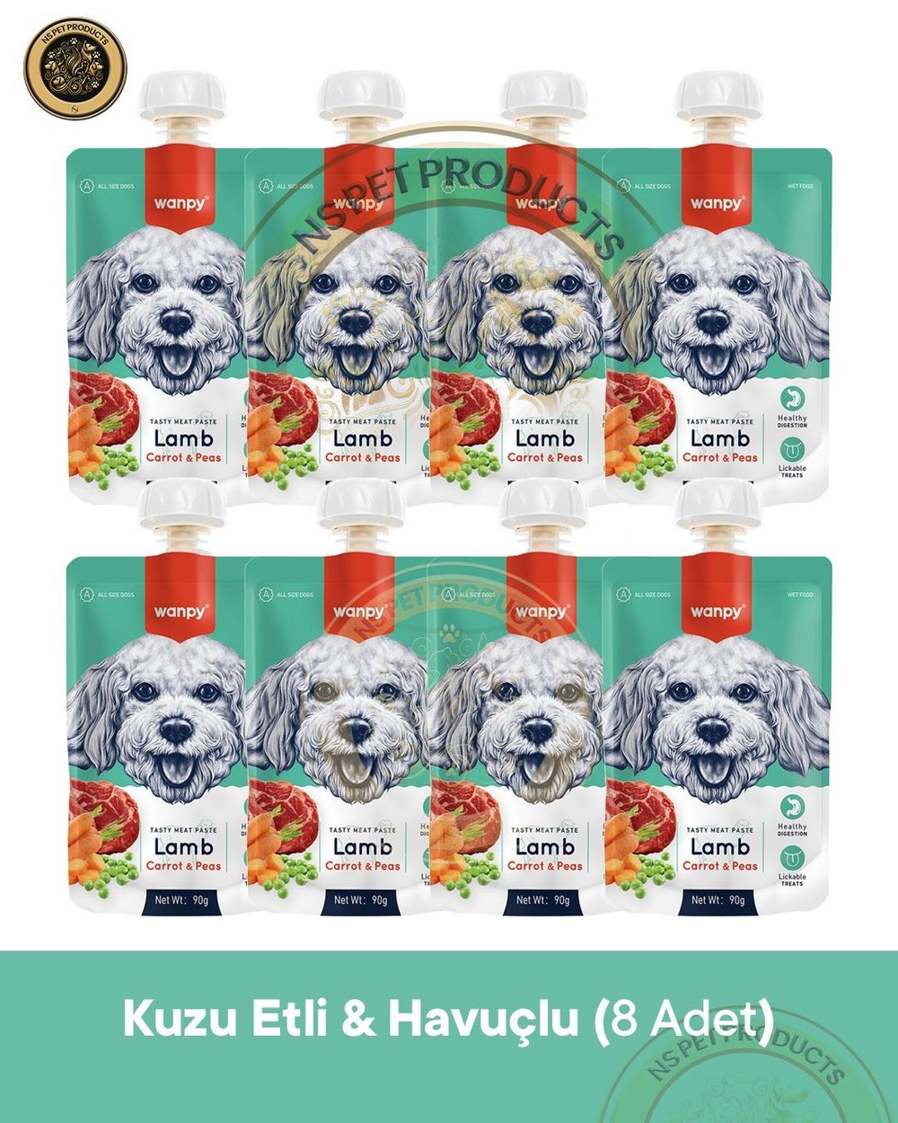 Wanpy Kuzu Etli & Havuçlu Köpek Ödül Maması 8'li – 90 g × 8 Paket