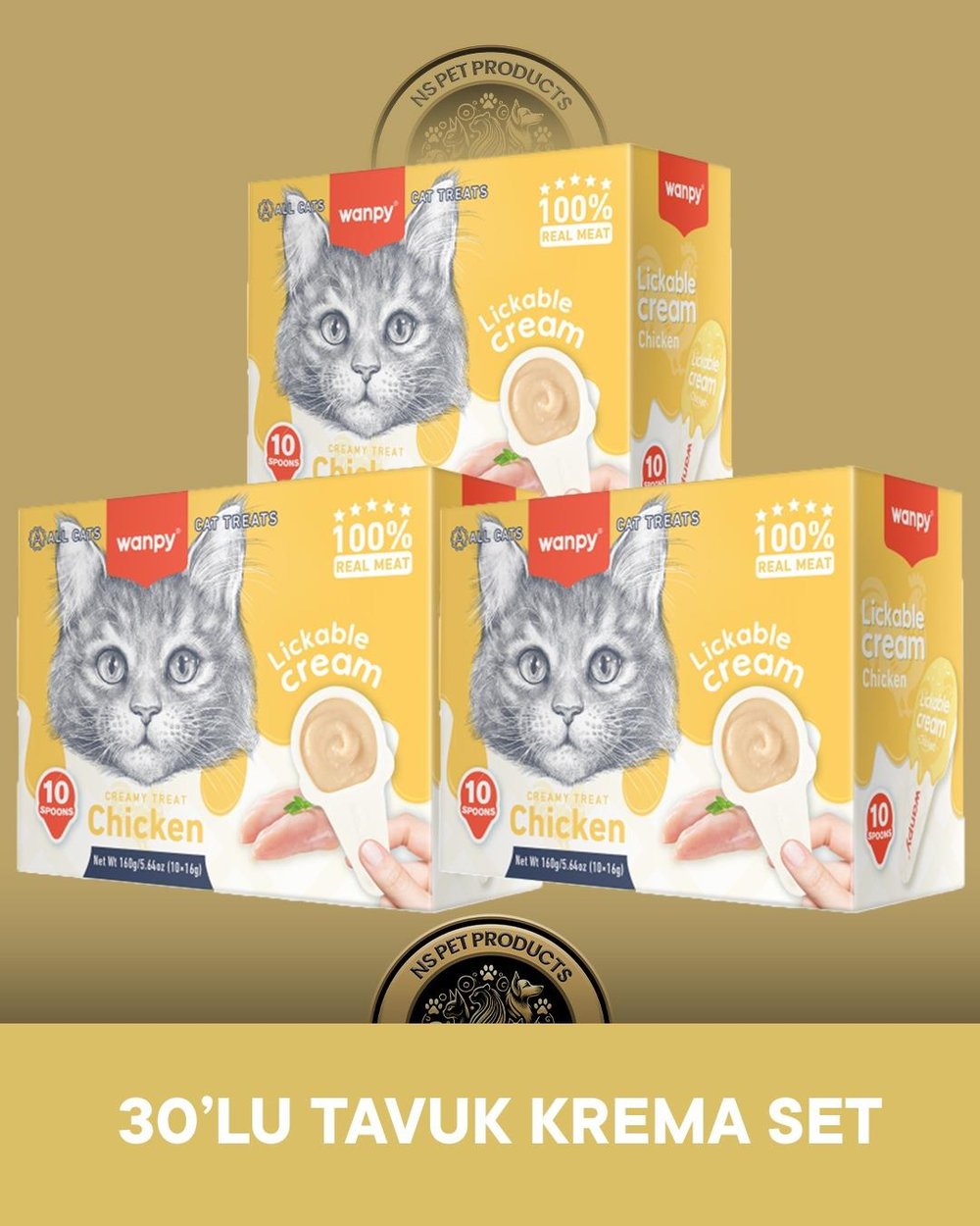 Wanpy Lickable Cream Tavuklu Kedi Ödül Maması 30x16 gram