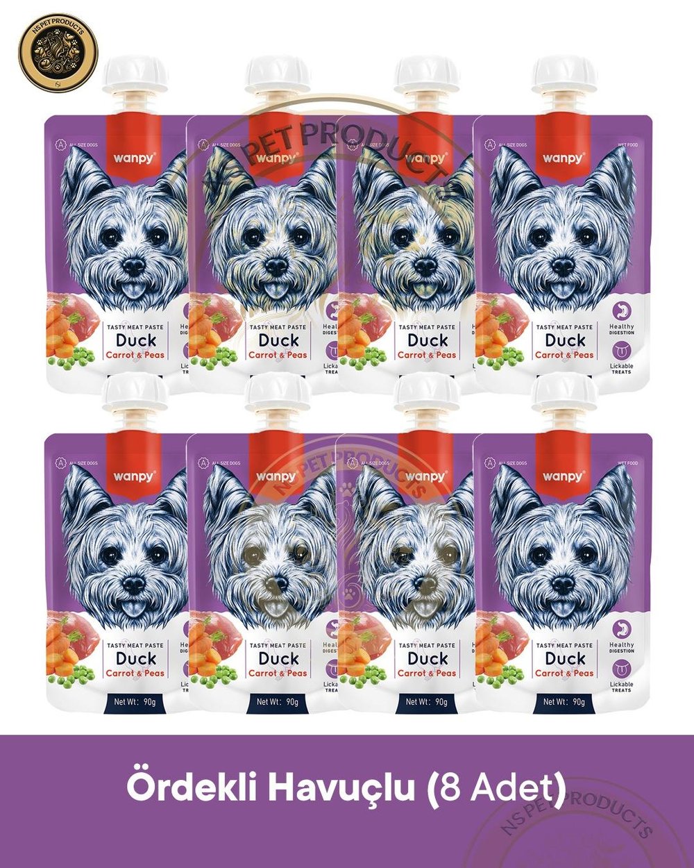 Wanpy Ördekli & Havuçlu Köpek Ödül Maması (8 Adet × 90 g)
