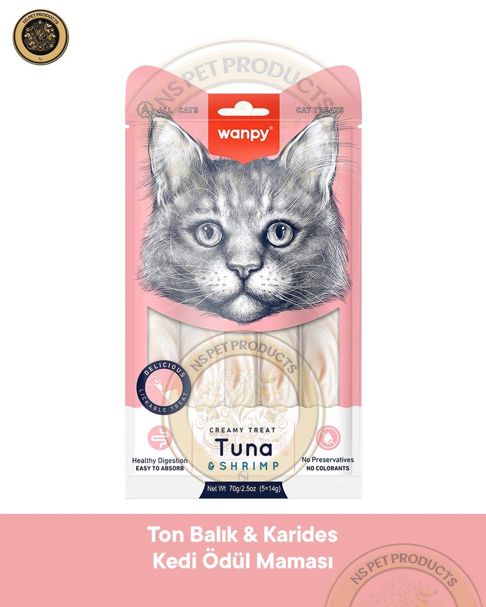 Wanpy Ton-Karides Kedi Krema Ödül Maması 5x14gr