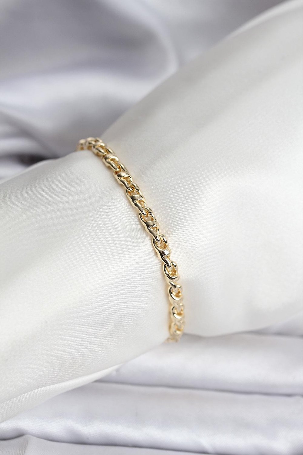 14K Gold Renk Kaplama Zincir Model Kadın CM Bileklik – PRT3500EB09612