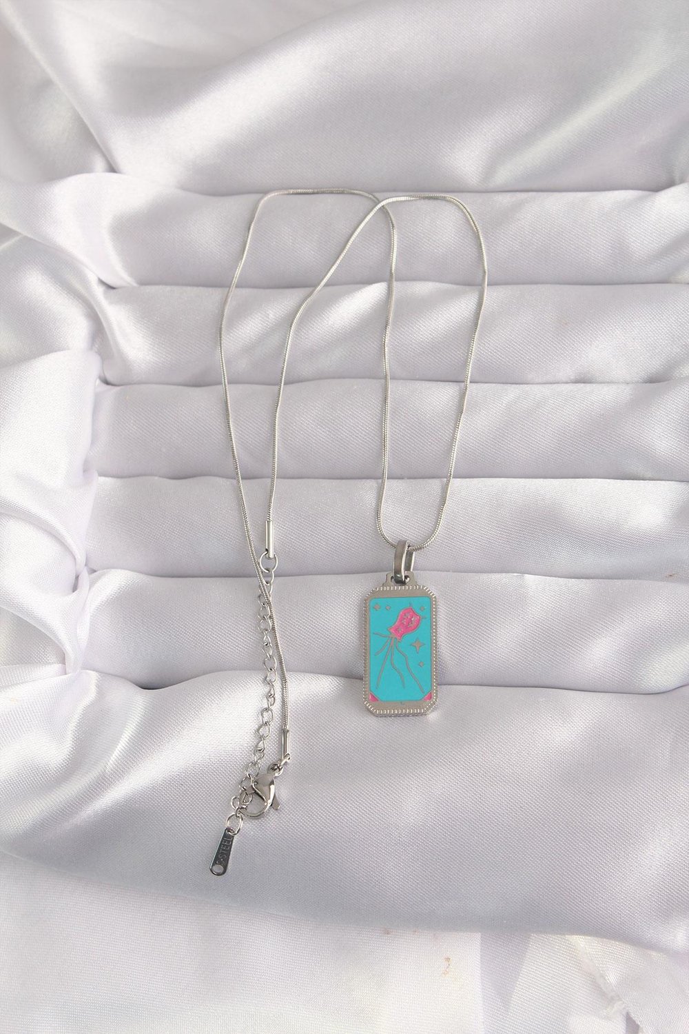 316L Çelik Gümüş Renk Mavi Mineli Tarot Kolye – PRT3500EB02153