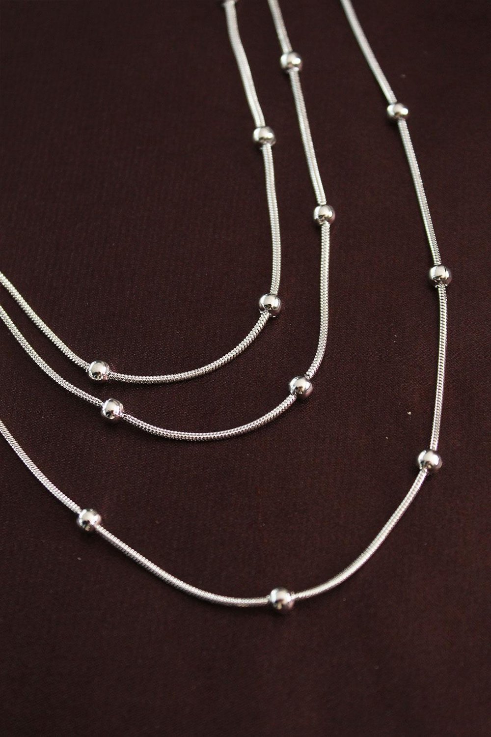 316L Çelik Gümüş Renk Minimal Topçuk Model Çoklu Kolye – PRT3500EB09748