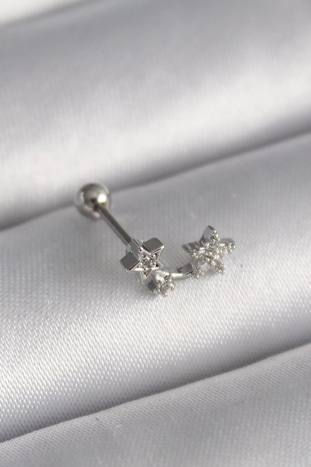 316L Çelik Gümüş Renk Zirkon Taşlı Yıldız Tragus Piercing – PRT3500EB02870