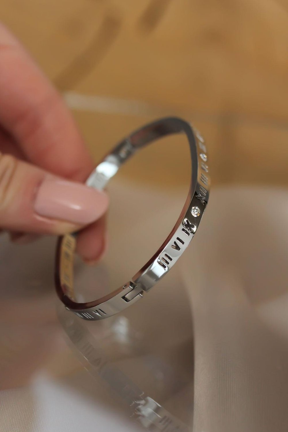 316L Çelik Roma Rakamlı Silver Renk Bilezik Kelepçe – PRT3500EB00074