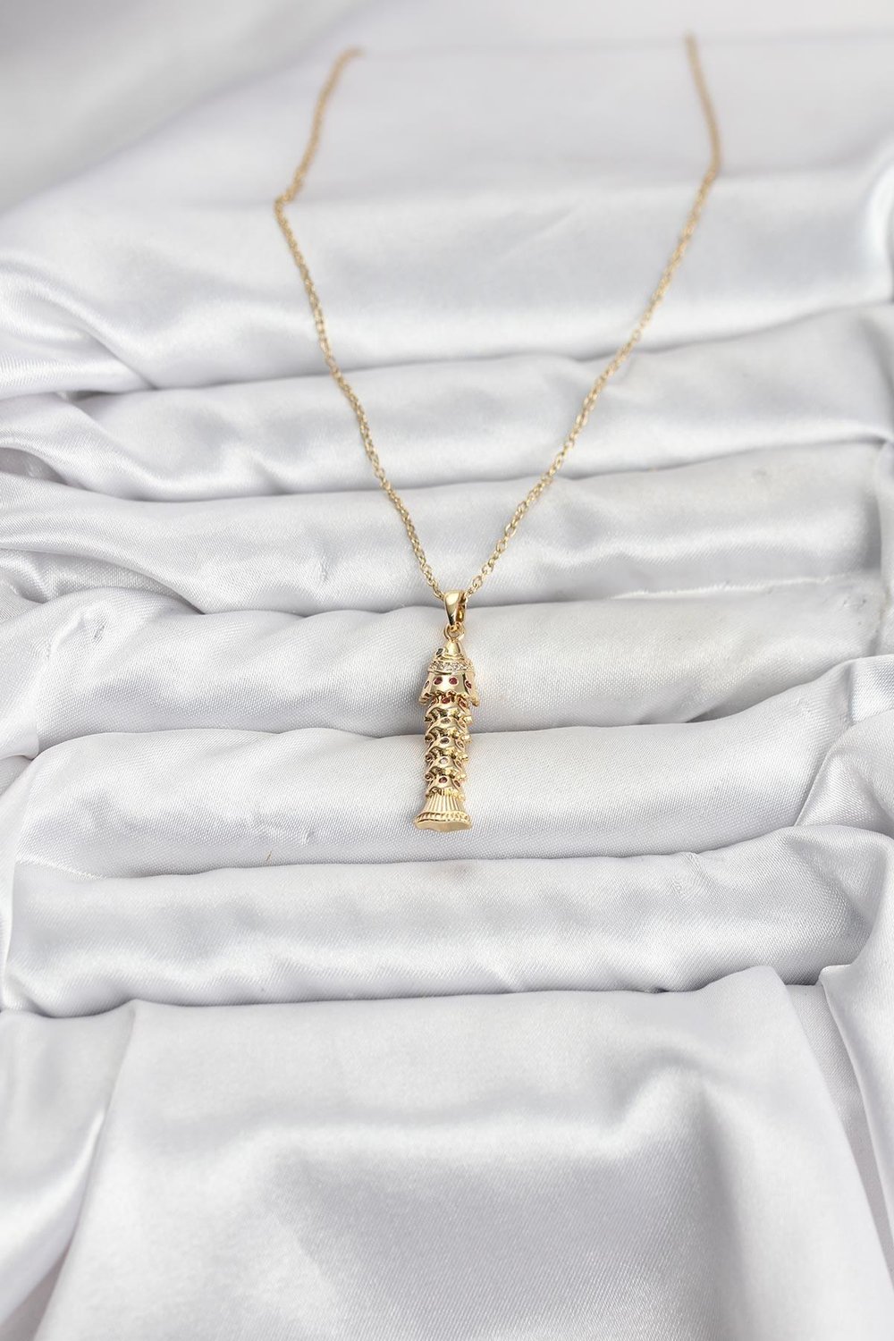 316L Çelik Zincir Gold Renk Balık Model Zirkon Taşlı Kadın Kolye - PRT3500EB10195