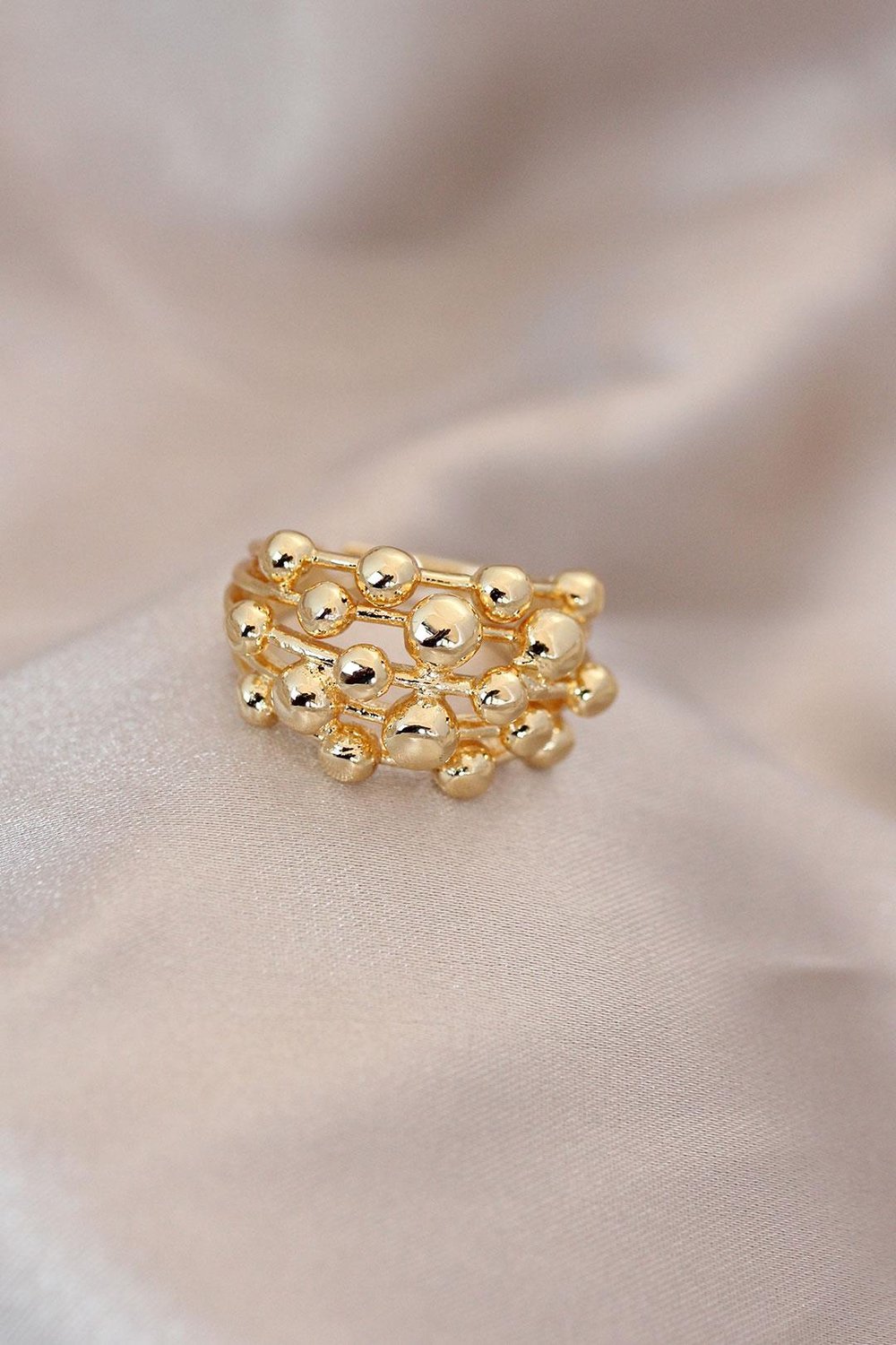 Ayarlamalı Gold Renk Metal Bombeli Boluncuk Model Yüzük – PRT3500EB00094