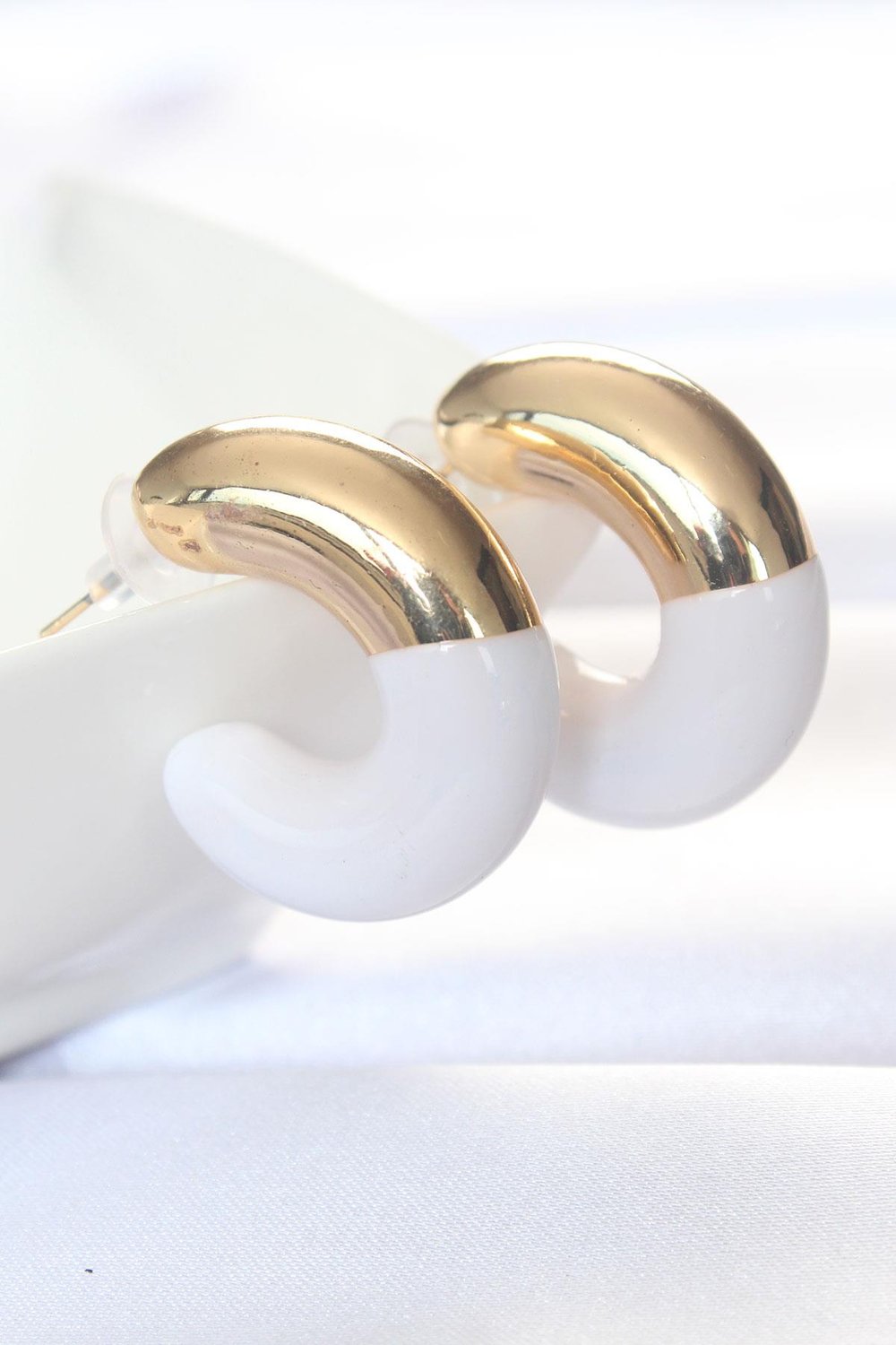 CCB Beyaz Gold Çift Renk Küpe - PRT3500EB01232