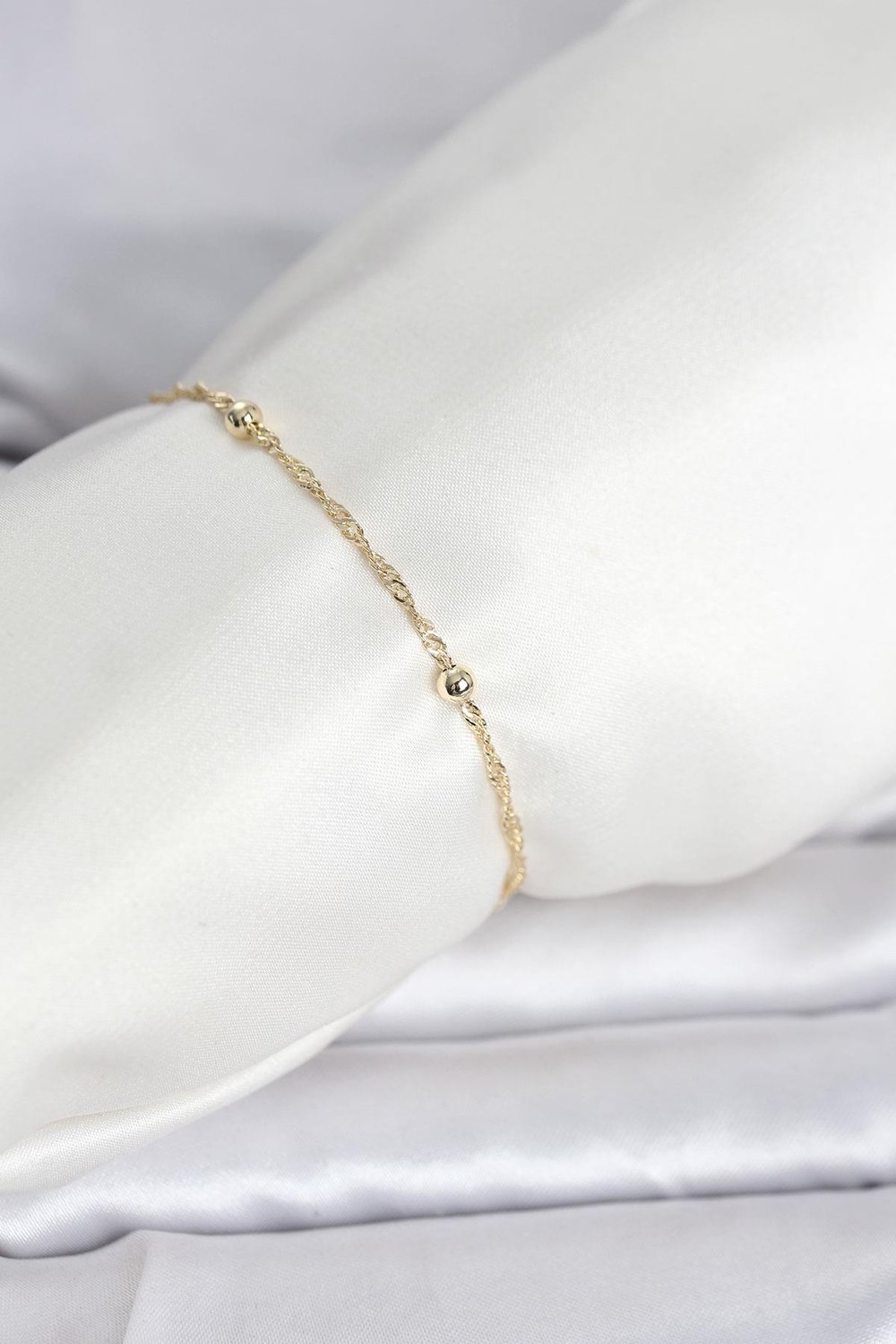 14K Gold Renk Burgu Topçuk Model Kadın Bileklik - PRT3500EB10337