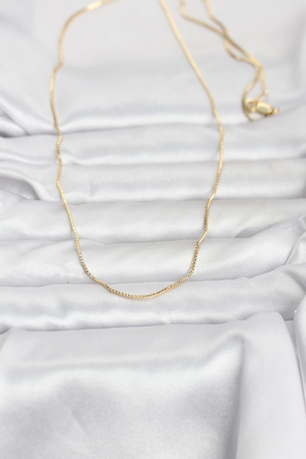14K Gold Renk İnce Kare Zincirli Model 60cm Kadın Kolye - PRT3500EB10282