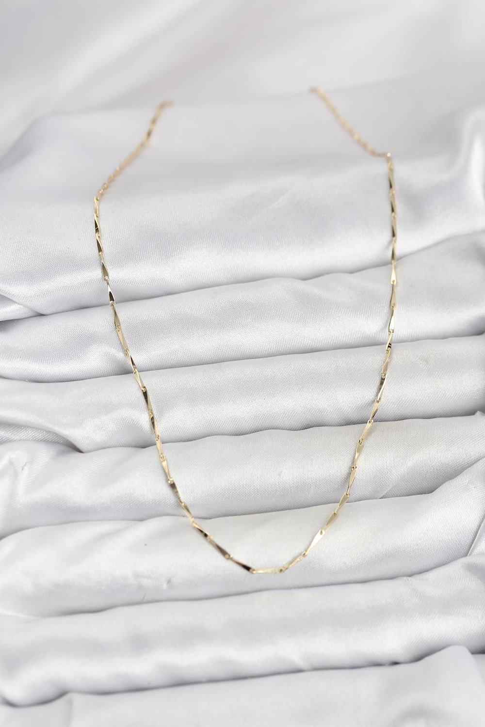 14K Gold Renk İnce Kesim Çubuk Model Zincir Kadın Kolye - PRT3500EB10245cm