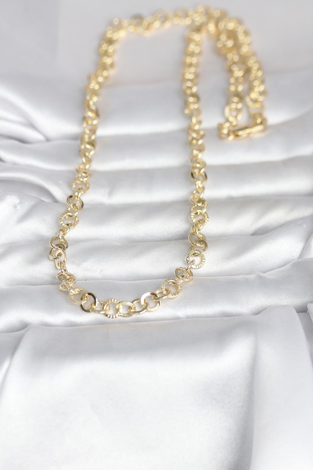 14K Gold Renk Kalın Halka Zincirli 60cm Kadın Kolye - PRT3500EB10325