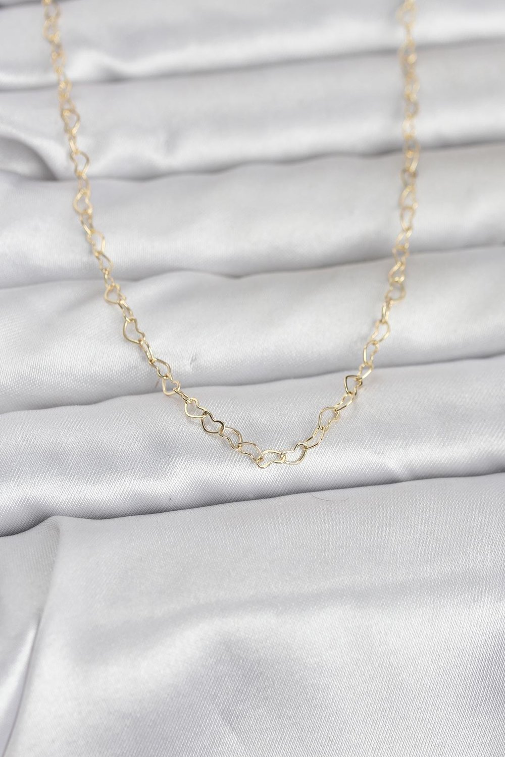 14K Gold Renk Kalp Zincirli 60cm Kadın Kolye - PRT3500EB10279