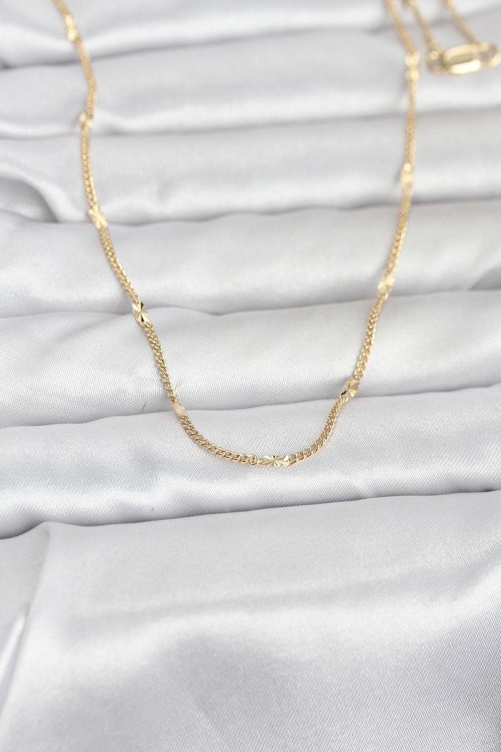 14K Gold Renk Lazer Puntalı Model 60cm Kadın Kolye - PRT3500EB10287