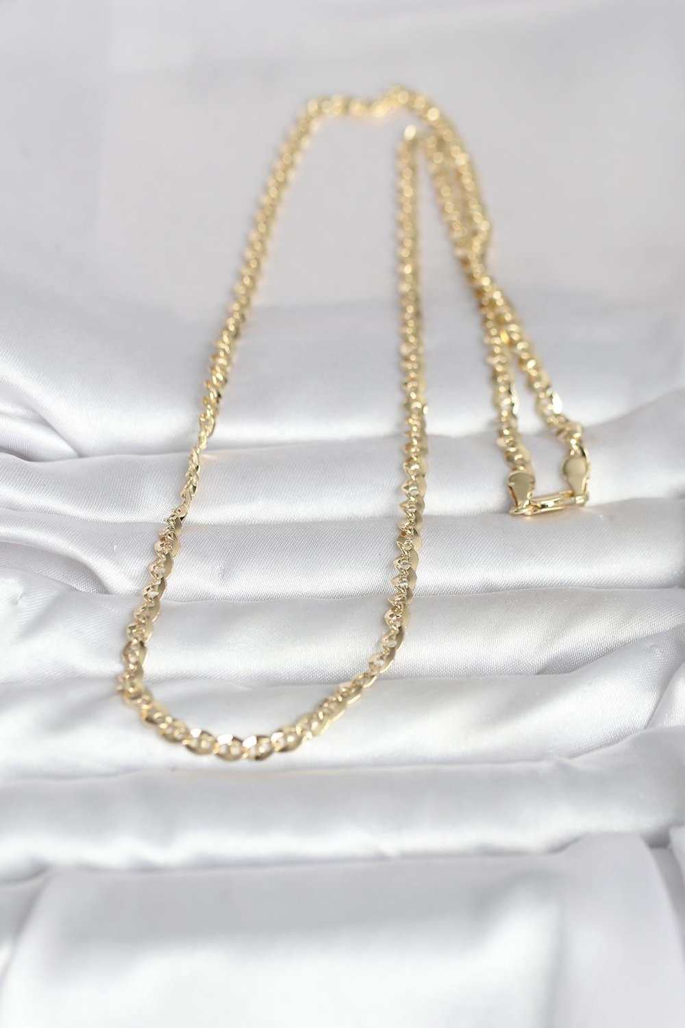 14K Gold Renk Yassı Oval Zincirli Model 60cm Kadın Kolye - PRT3500EB10315