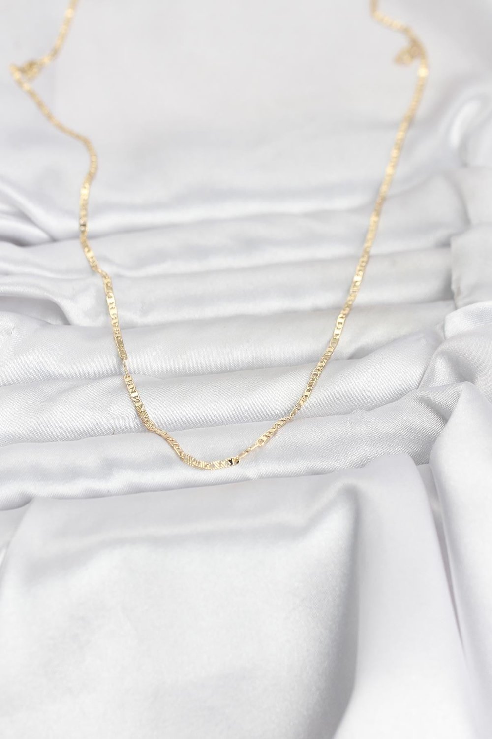14K Gold Renk Yassı Zincir Model 60cm Kadın Kolye - PRT3500EB10272