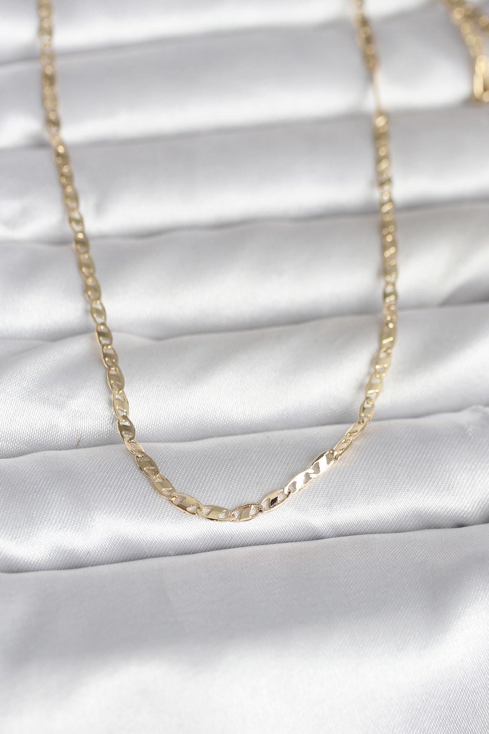14K Gold Renk Yassı Zincir Model 60cm Kadın Kolye - PRT3500EB10310