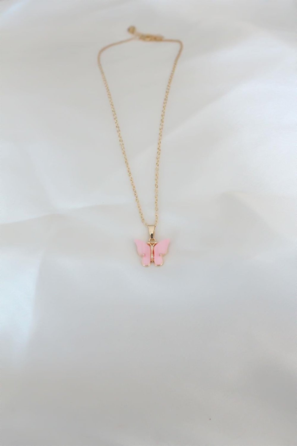 Gold Kaplama Pembe Sedefli Kelebek Kolye - PRT3500EB10127