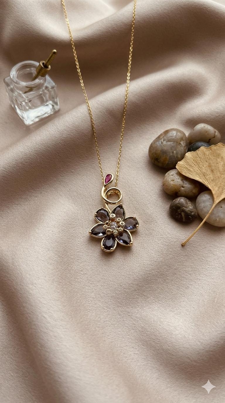 Lotus Çelik Kolye 45cm (Gold) 010779