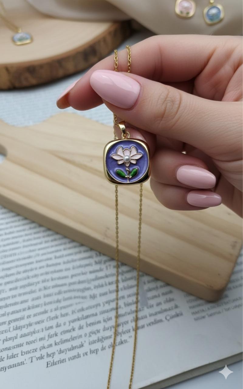 Mineli  Çelik Kolye (Gold) 010741