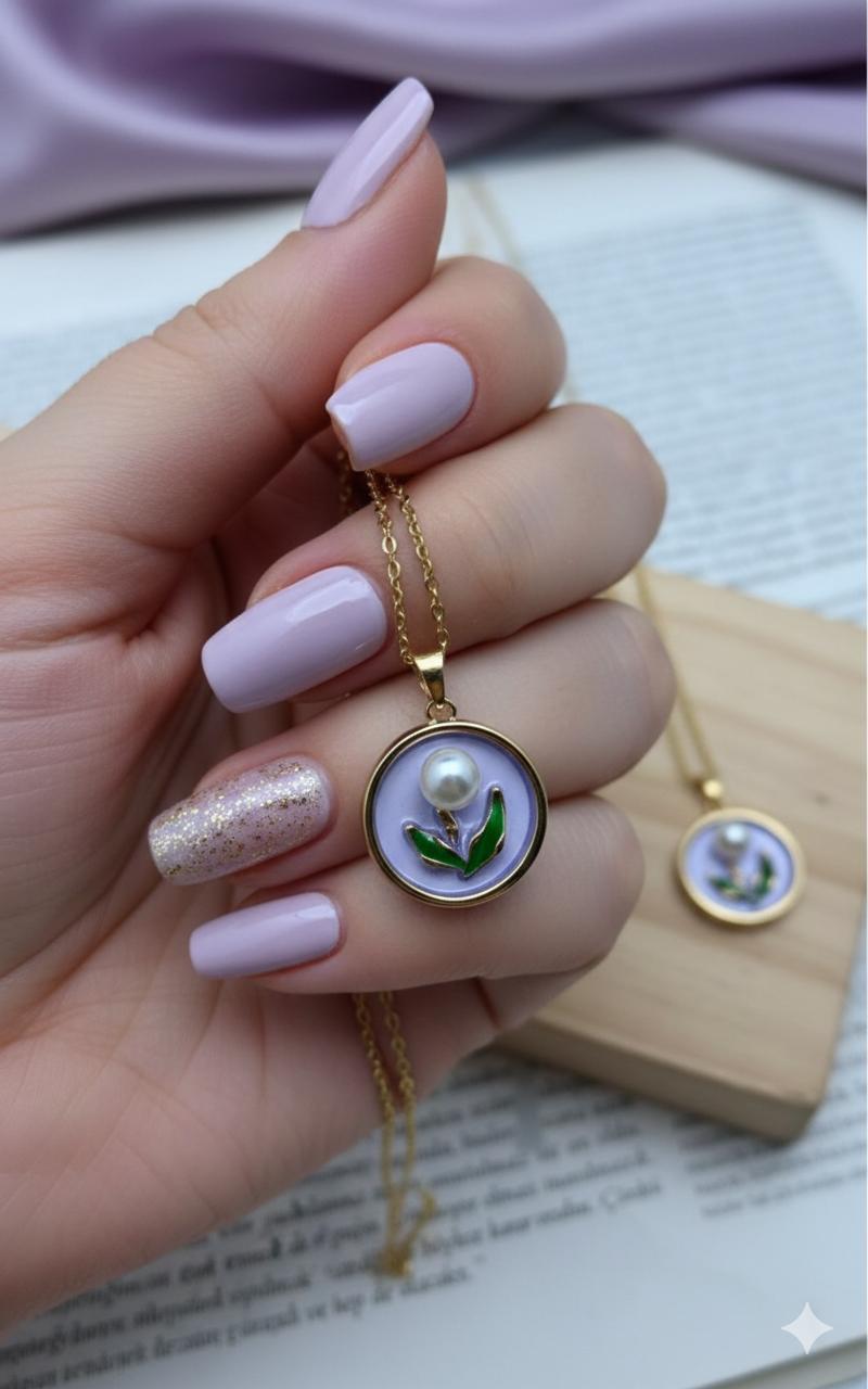 Mineli  Çelik Kolye (Gold) 010745