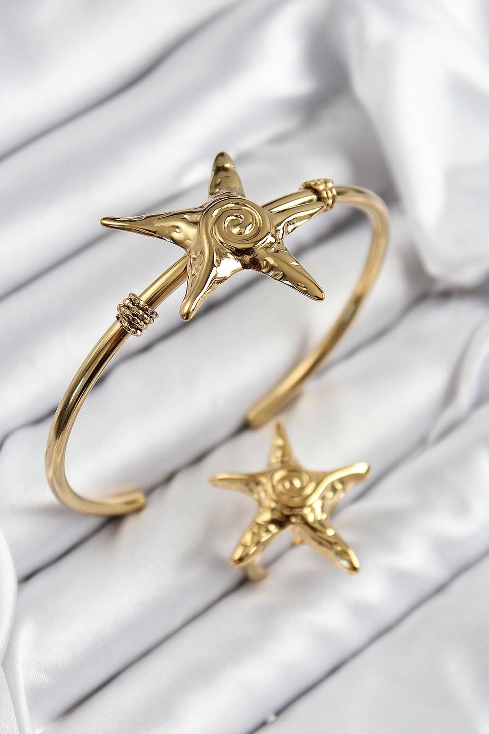 Pirinç Deniz Yıldızı Model Gold Renk Bileklik Yüzük Set – PRT3500EB08011