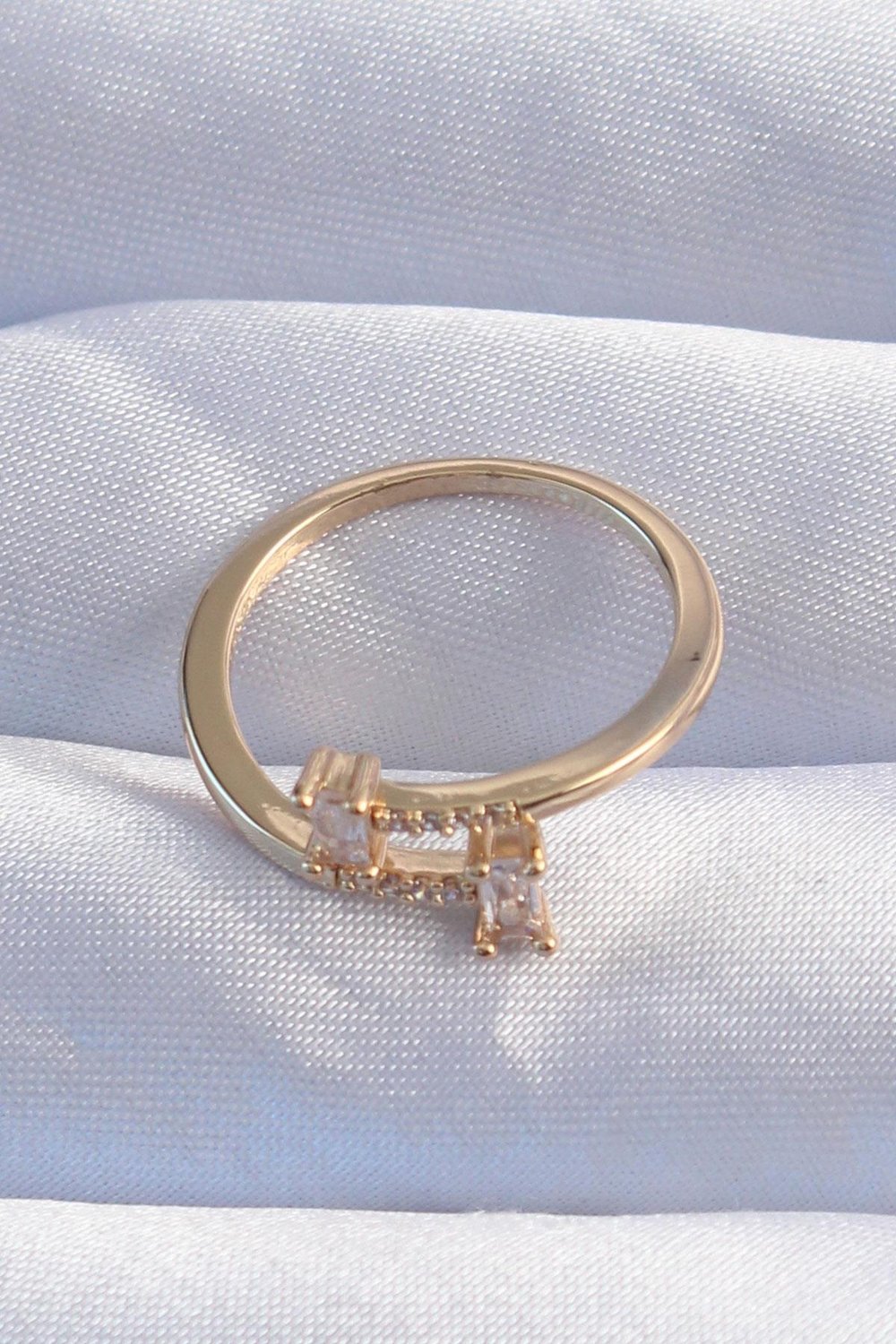 Pirinç Gold Renk Zirkon Taşlı Geometrik Ayarlanabilir Yüzük – PRT3500EB01907