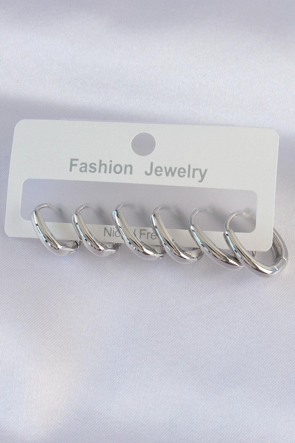 Pirinç Gümüş Renk Oval Küpe Seti – PRT3500EB01547
