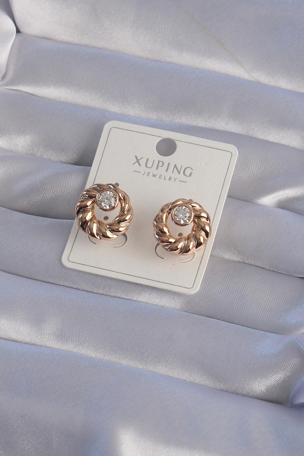 XUPİNG Rose Renk Oval Zirkon Taşlı Burgu Model Küpe – PRT3500EB02097