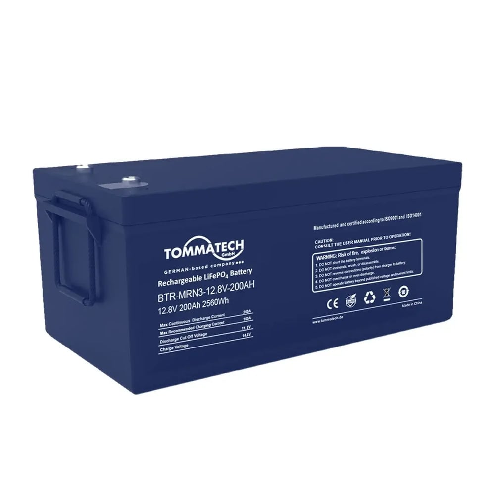 TommaTech 12.8V 100Ah Marin Lityum Batarya (LFP)