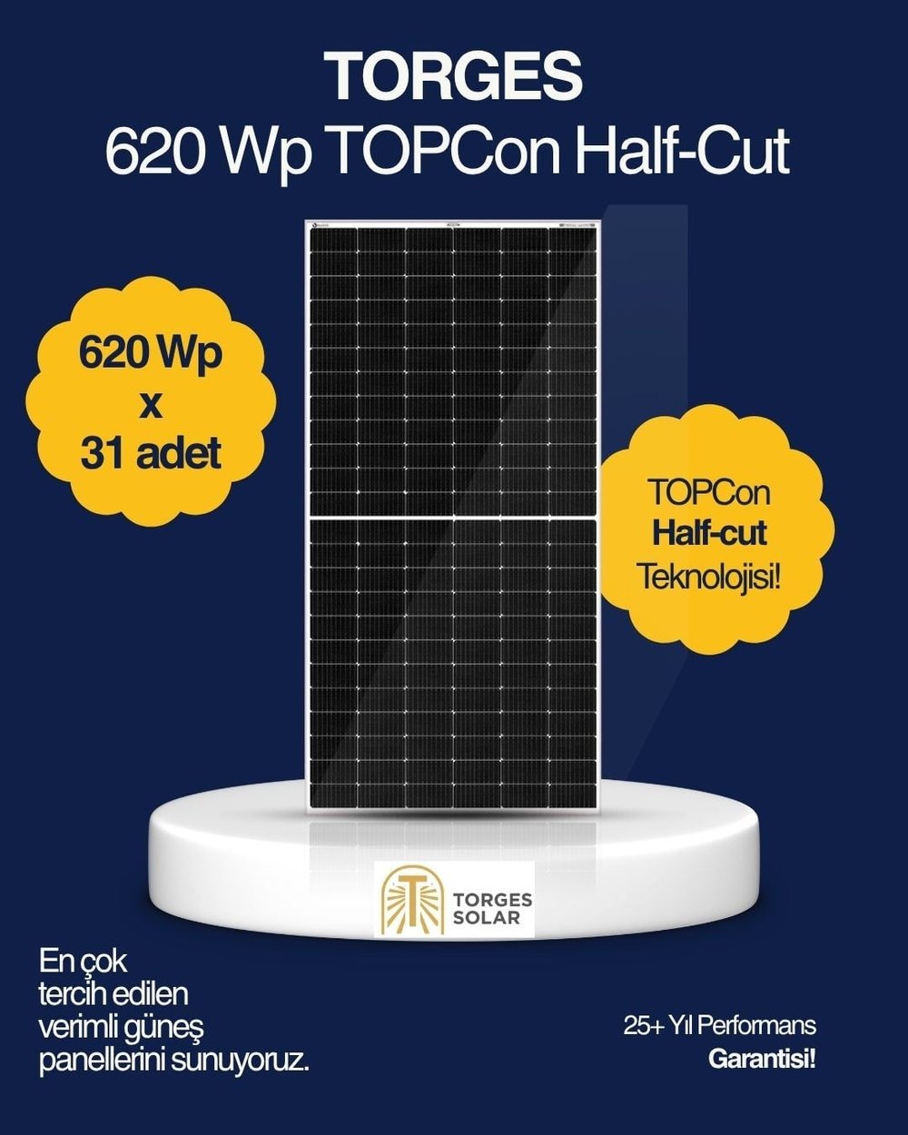 Torges 620Wp TOPCon Half Cut Güneş Paneli Palet Fiyatı