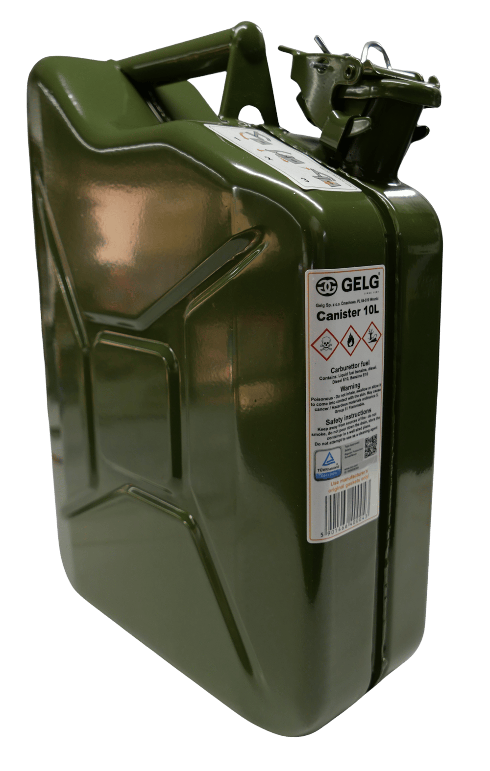 Gelg 10 Litre Metal Benzin Bidonu - Asker Yeşili