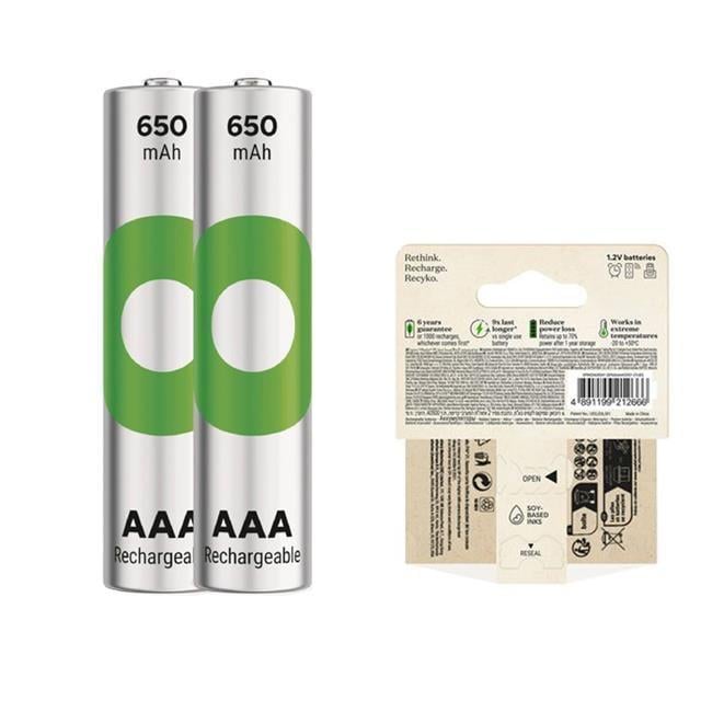 GP Recyko 650 Mah R03 AAA Şarjlı 2li İnce Kalem Pil