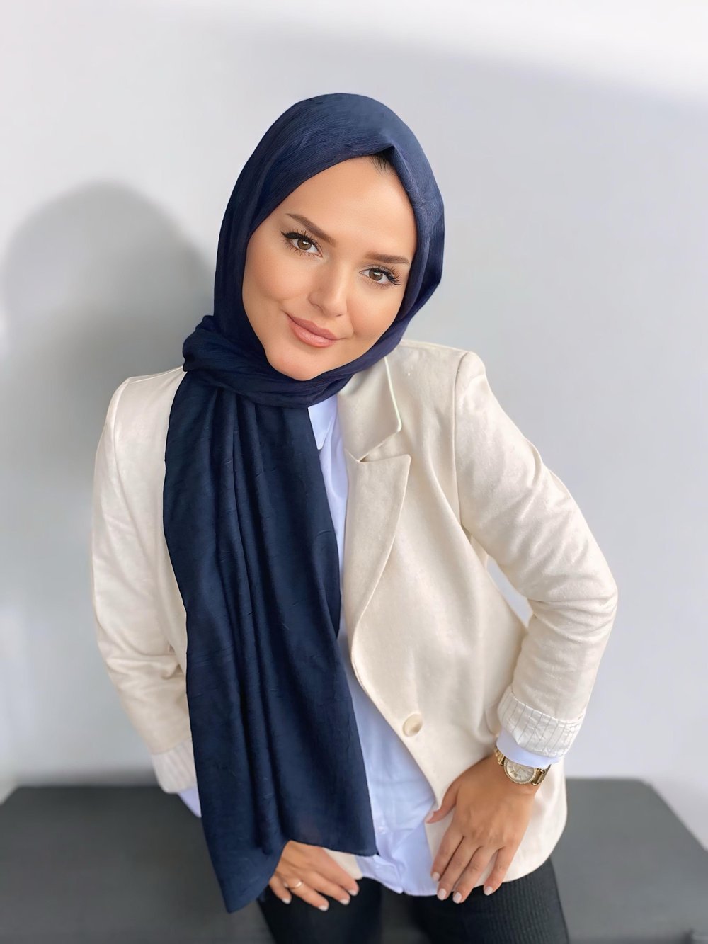 Bambu Kraş Şal Lacivert