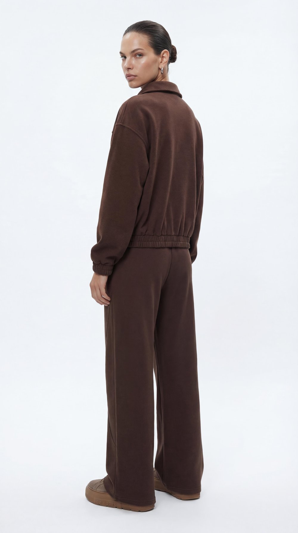 Kahve-ML58027 Fermuarlı Süet Örme Bomber