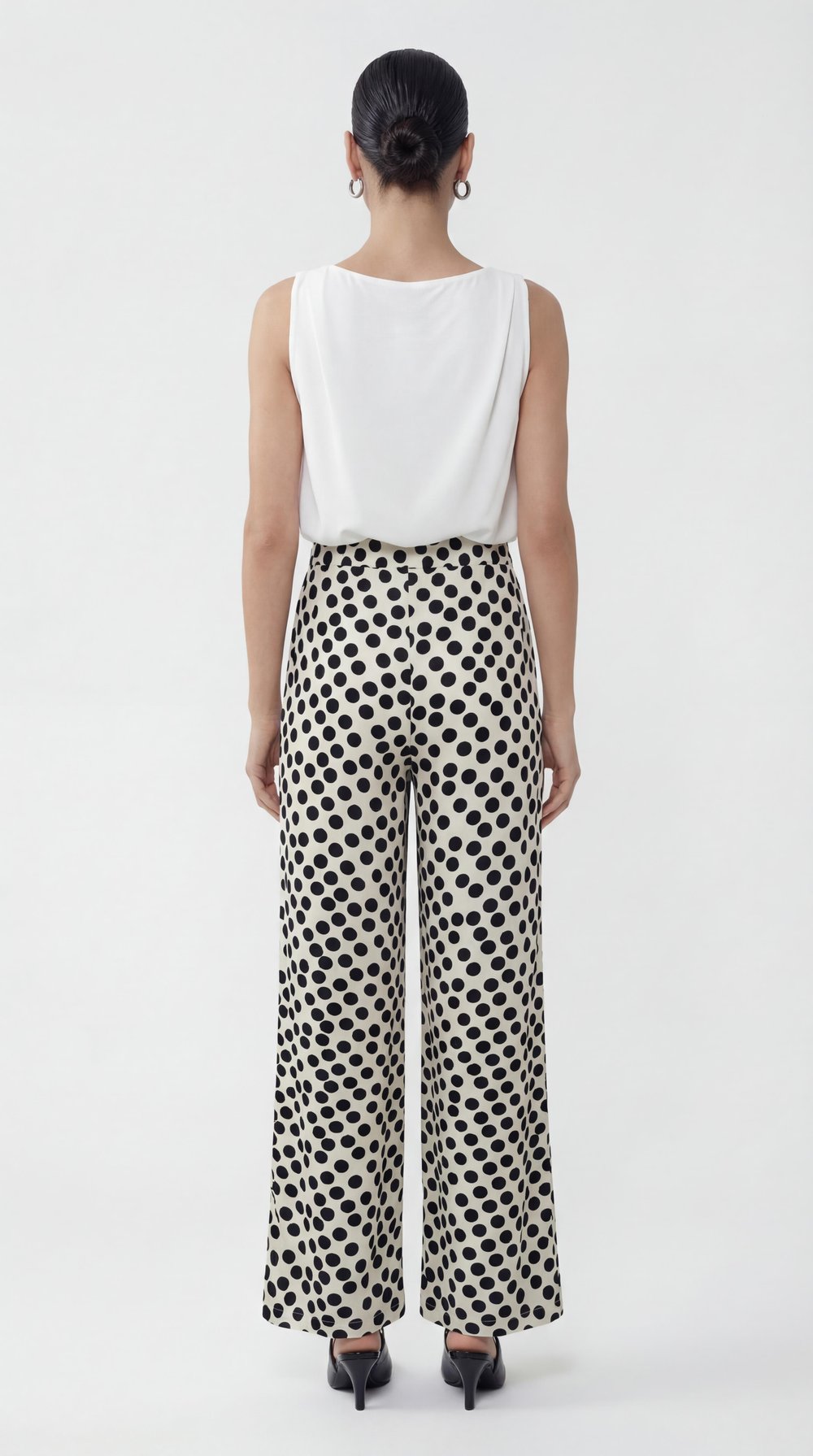 Siyah-ML48001 Beli Lastikli Bol Kesim Puantiye Pantolon