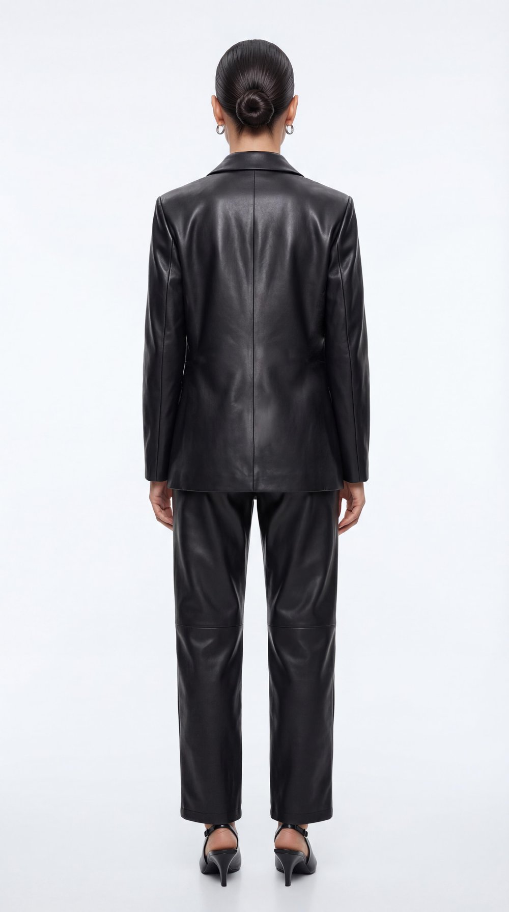 Siyah-ML58011 Suni Deri Blazer