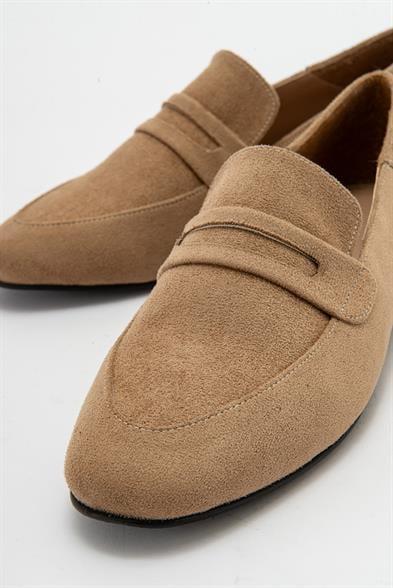 Kadın ORFE Bej Süet Loafer Ayakkabı