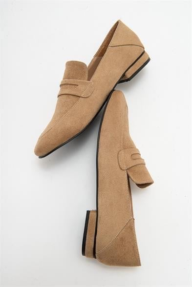 Kadın ORFE Bej Süet Loafer Ayakkabı