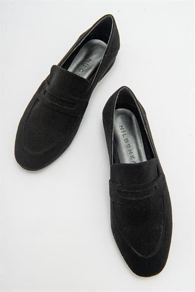 Kadın ORFE Siyah Süet Loafer Ayakkabı
