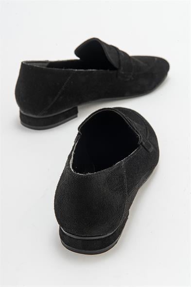 Kadın ORFE Siyah Süet Loafer Ayakkabı