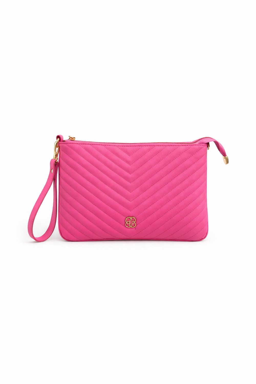 Kadın Fuşya Kapitone Portföy Clutch Çanta Bilek Askılı Şık El Çantası